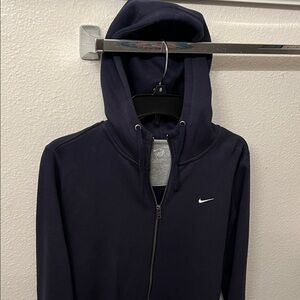 Nike Dark Blue Hooded Jacket with White Logo